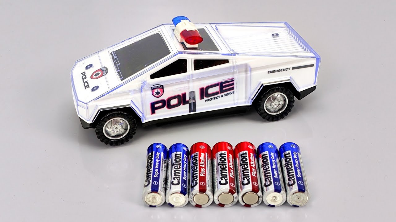 Unboxing Tesla Police pickup truck, remote control city train high speed rail, Gear SUV car