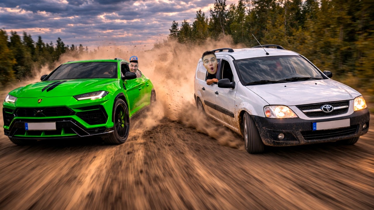 Я украл Lada Largus, а мой брат угнал Lamborghini Urus в погоне на машине в очень смешном видео.