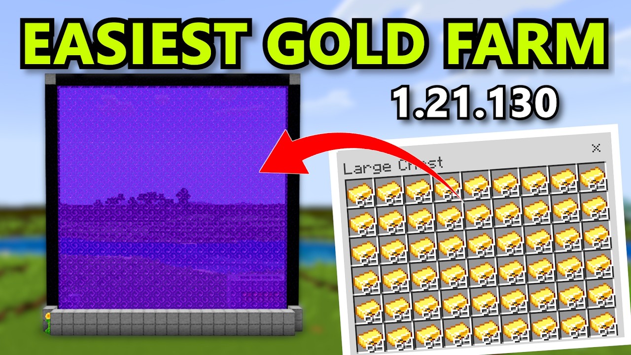 EASIEST 1.21.130 AUTOMATIC GOLD FARM In Minecraft Bedrock!