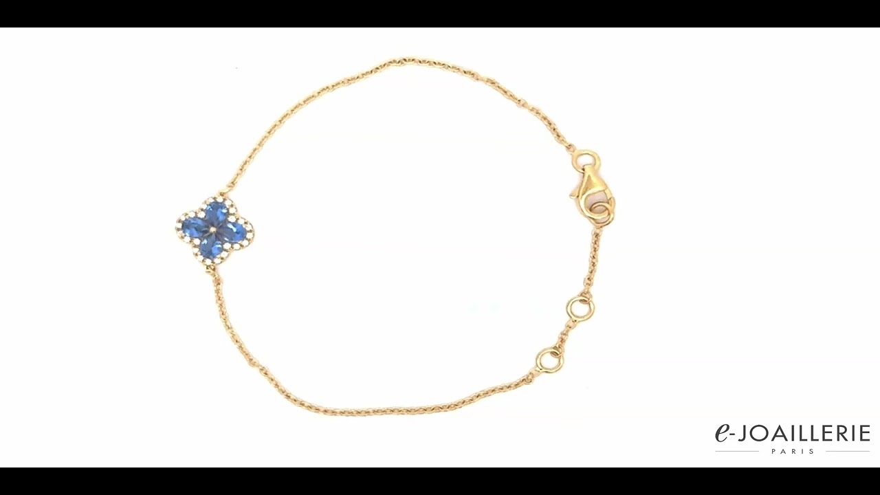 www.e-joaillerie.com - Bracelet or jaune 18 carats saphir de Ceylan et diamant 0,10 carat