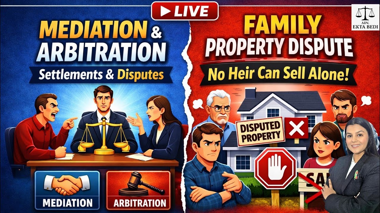 Mediation, Arbitration & Family Property Dispute | Can One Heir Sell Disputed Property? | LIVE CLASS