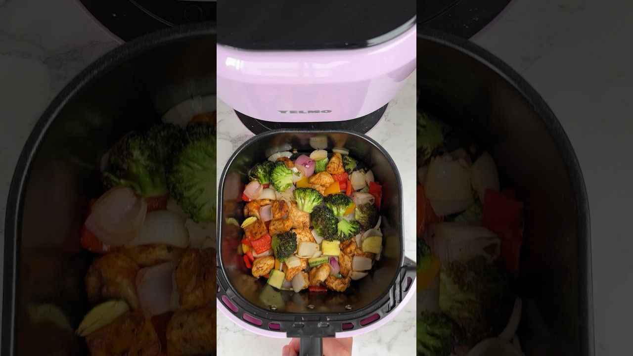 Salteado de pollo y verduras en la freidora de aire