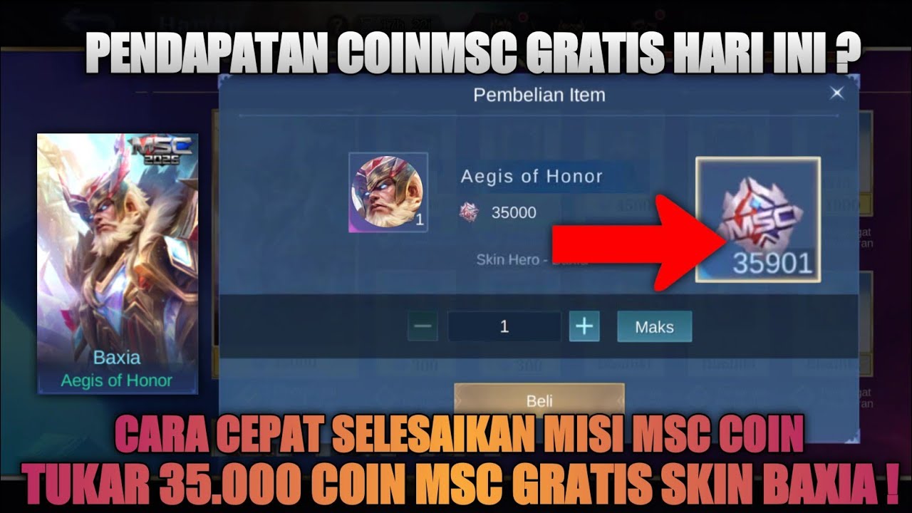 EVENT MSC PASS!! CARAT CEPAT TERKUMPUL 35.000 COIN MSC GRATIS SKIN BAXIA MOBILE LEGENDS TERBARU 2026