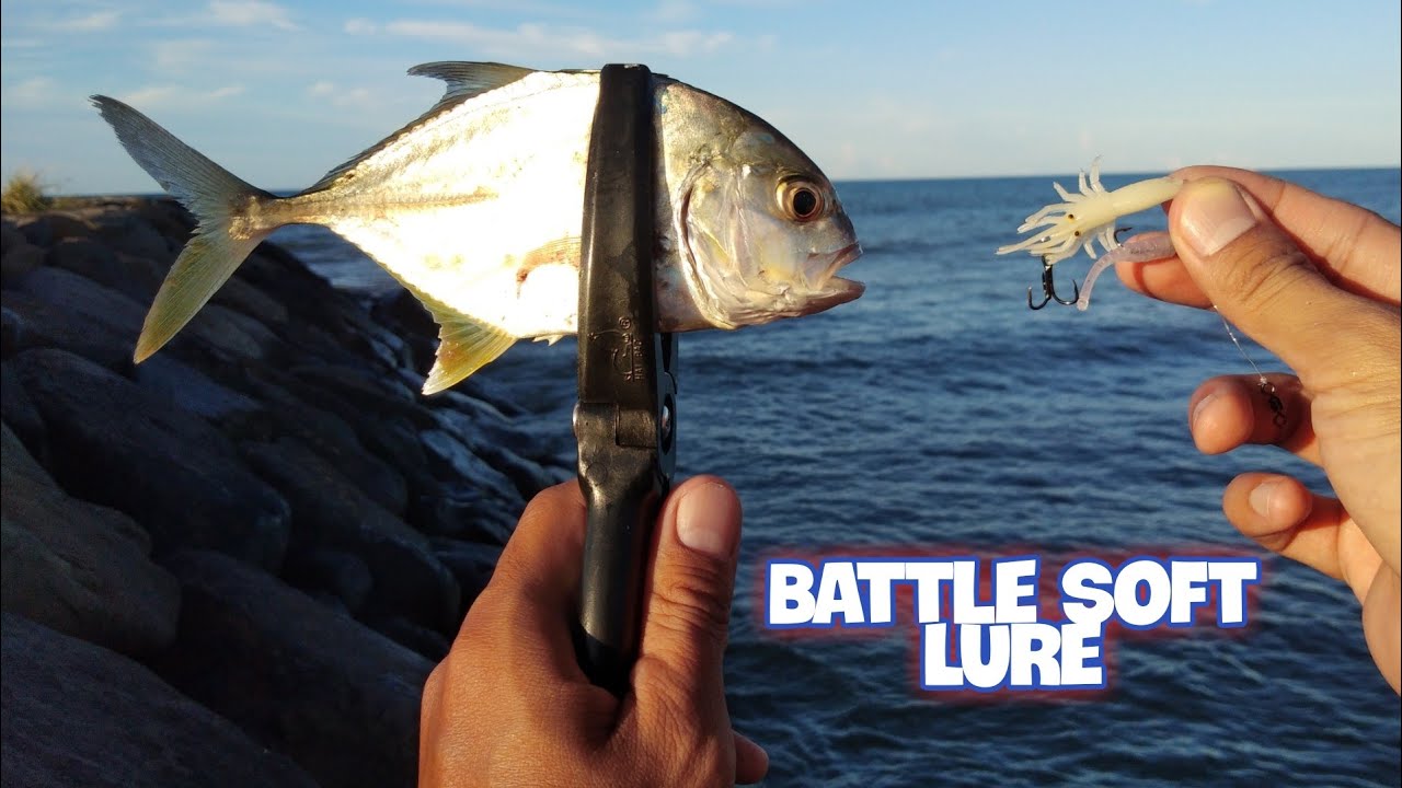 Mancing Pinggiran Pantai Pakai Soft Lure Udang || Ajing Fishing