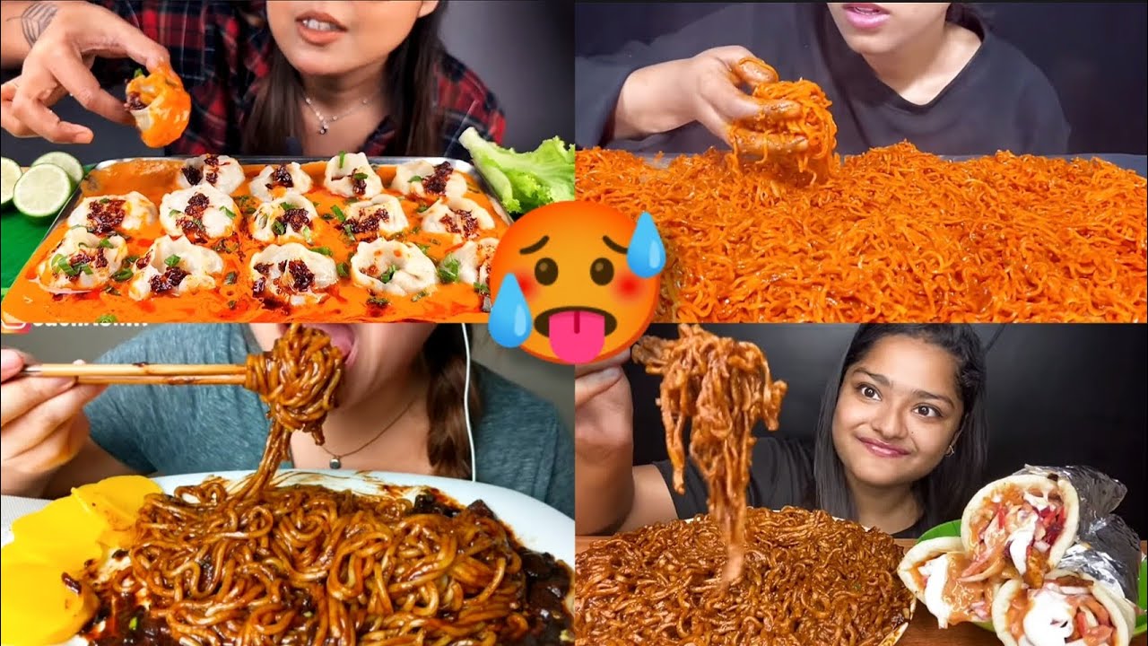 Spiciest 🥵noodles and momos eating 🔥🔥 challenge #spiciestchallenge #challengeaccepted #compilation 