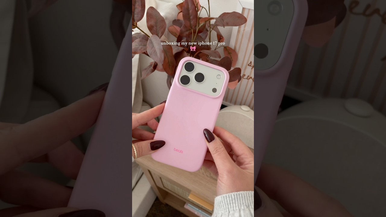 unbox my new iphone 17 pro with me 🎀☁️ #iphone17pro #apple #beatsbydre #unboxing #asmr #pink