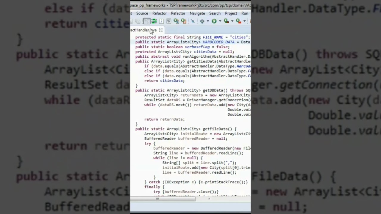 TSP JAVA Framework Data (from db, from file, hardcoded)