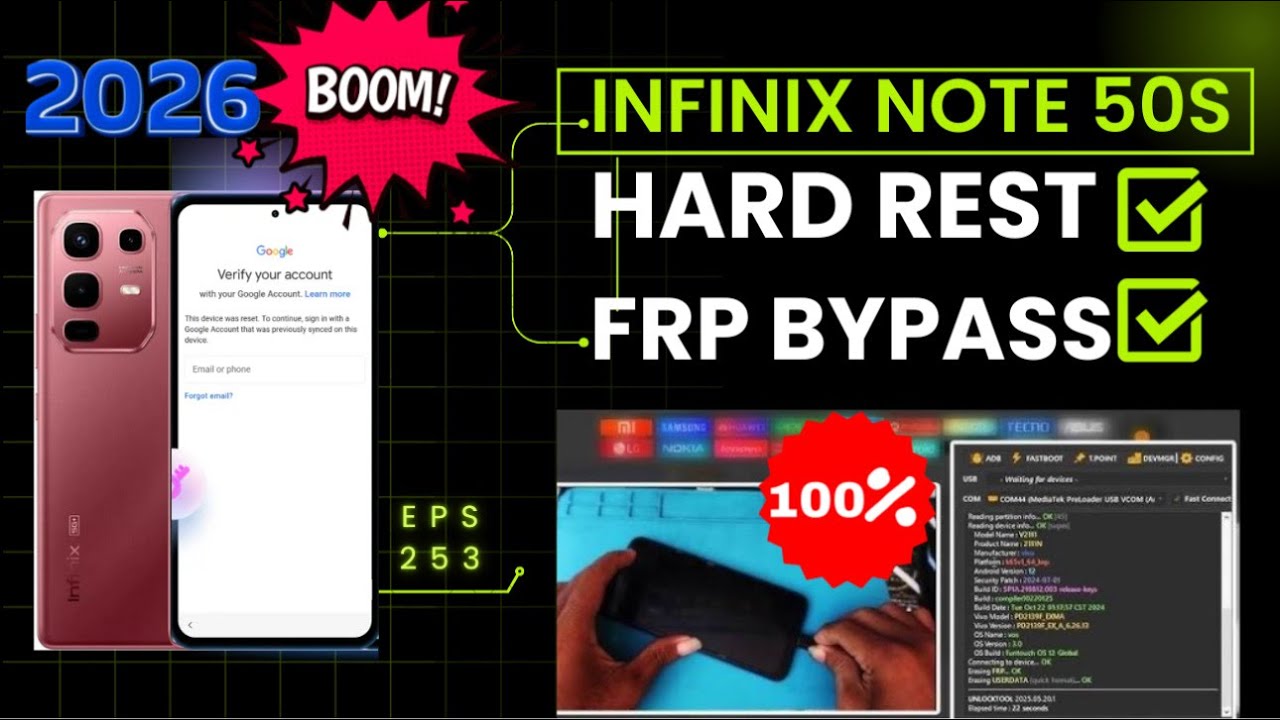INFINIX NOTE 50S 5G ( X6870 )FRP BYPASS & HARD REST 100% Working UNLOCK Tool