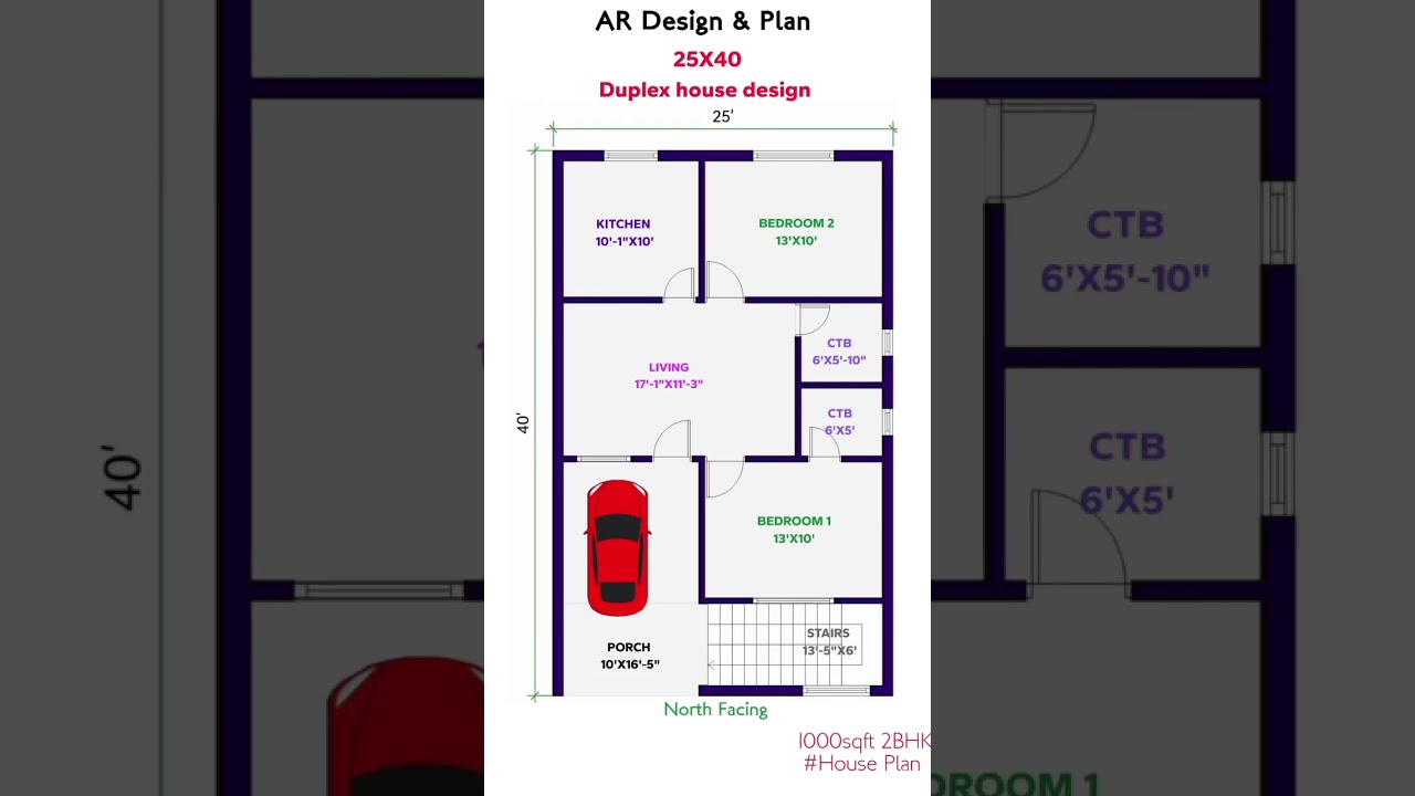 25x40 North Facing house design #home #housedesign