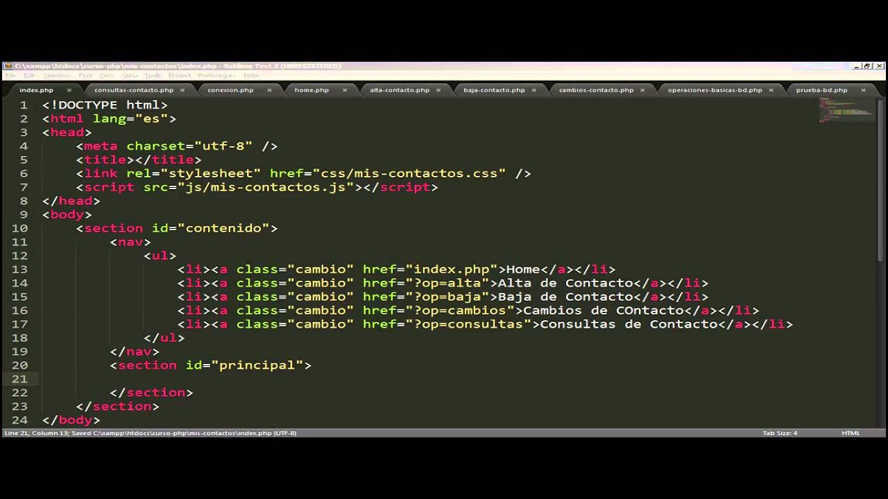 CURSO DE PROGRAMACION EN PHP Parte 11 / Aplicaci&oacute;n Web PHP-MySQL con HTML5 parte1