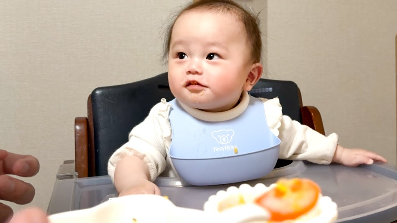 Baby food for a 6 month old boy. Sera！ Vegetable porridge, egg yolk, carrot and tomato baby food.