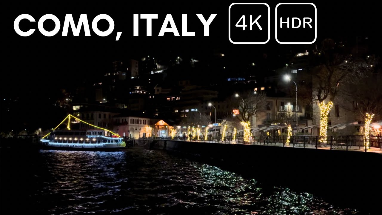 Lake Como, Italy 🇮🇹 | Night Walk | 4K HDR 60fps