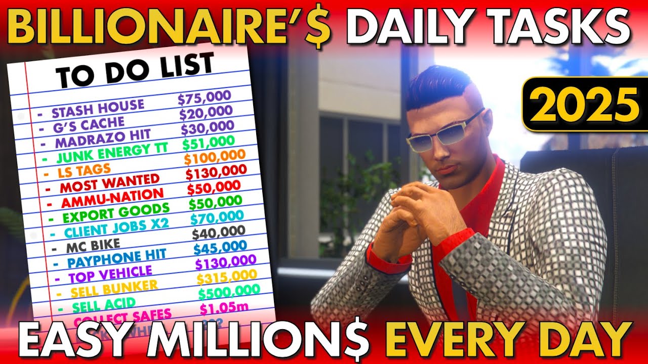 Ежедневные задачи миллиардера GTA, чтобы оставаться бодрым! (2025) Easy Millionies Guide