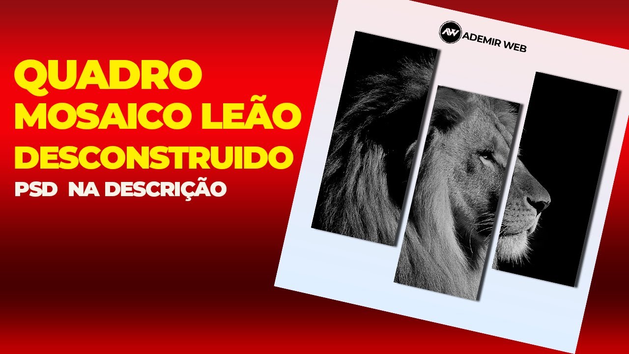 Quadro Mosaico no Photoshop   Leao Desconstruído