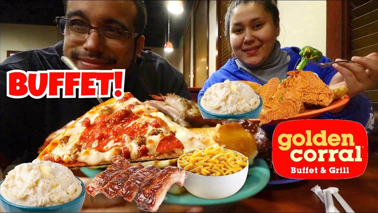 🍕 Cheesy Pizza, CRUNCHY Fried Chicken Buffet Mukbang / Golden Corral BUFFET | Mac & Cheese, Desert
