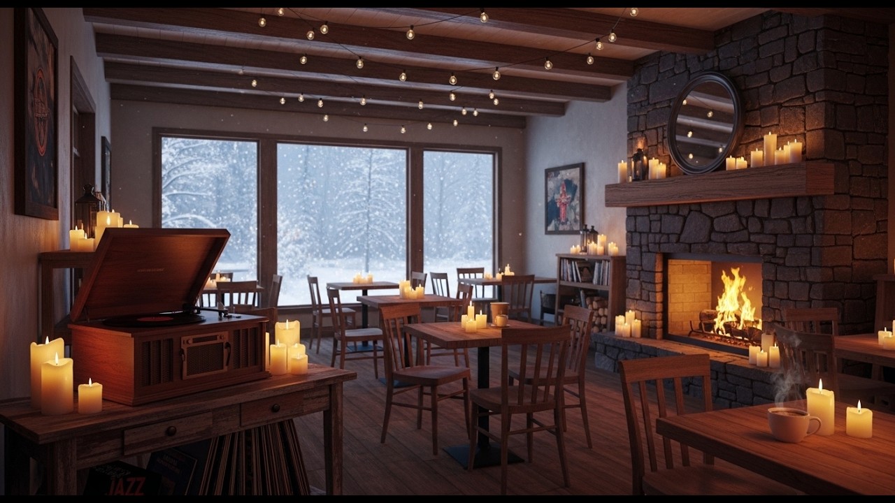 Lakeside Midnight Jazz 🌊 Cozy Cabin Café at Night