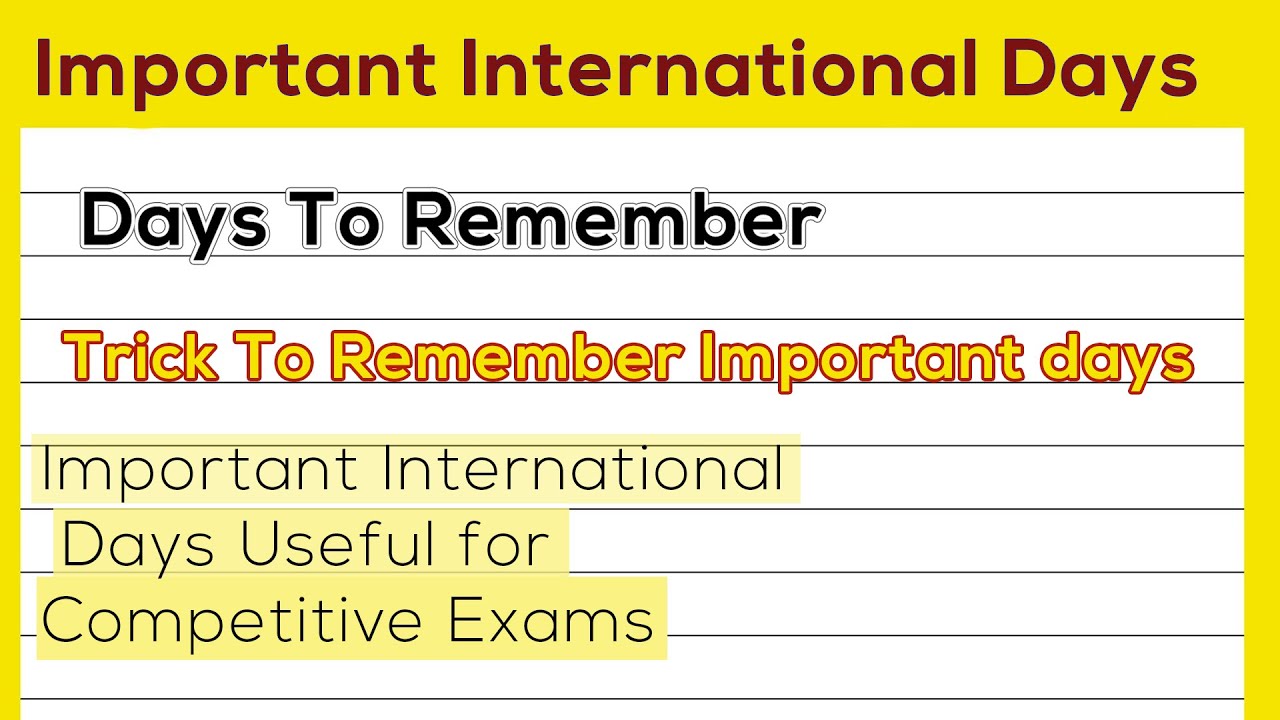 Important International Days Useful for All Competitive Exams with tricks