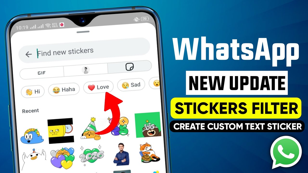 Whatsapp filter stickers update || WhatsApp Create Custom text stickers