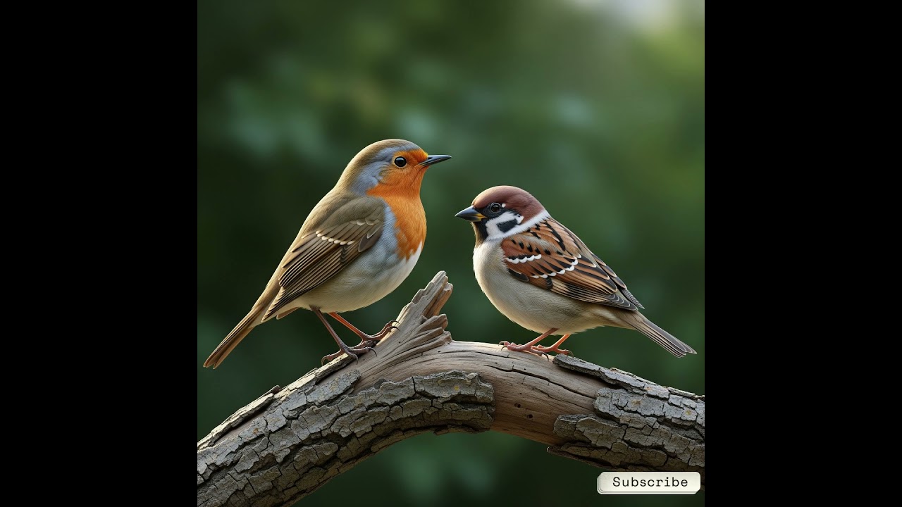 Two Birds on Branch | Robin Bird | Sparrow | Nature Photography | 