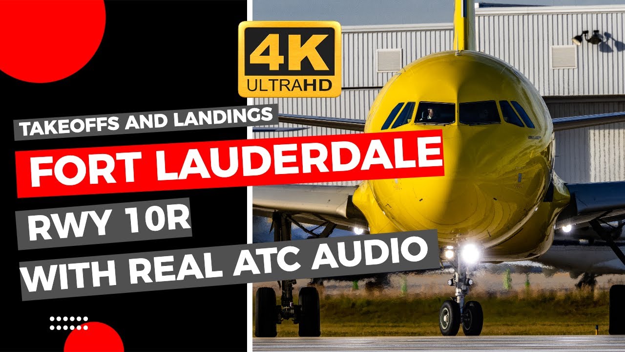 20 MINUTES of DEPARTURES/ARRIVALS, Fort Lauderdale INT (KFLL) With ATC audio.4K Plane Spotting.