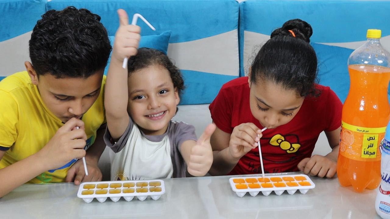 مين اسرع يشرب العصير !!