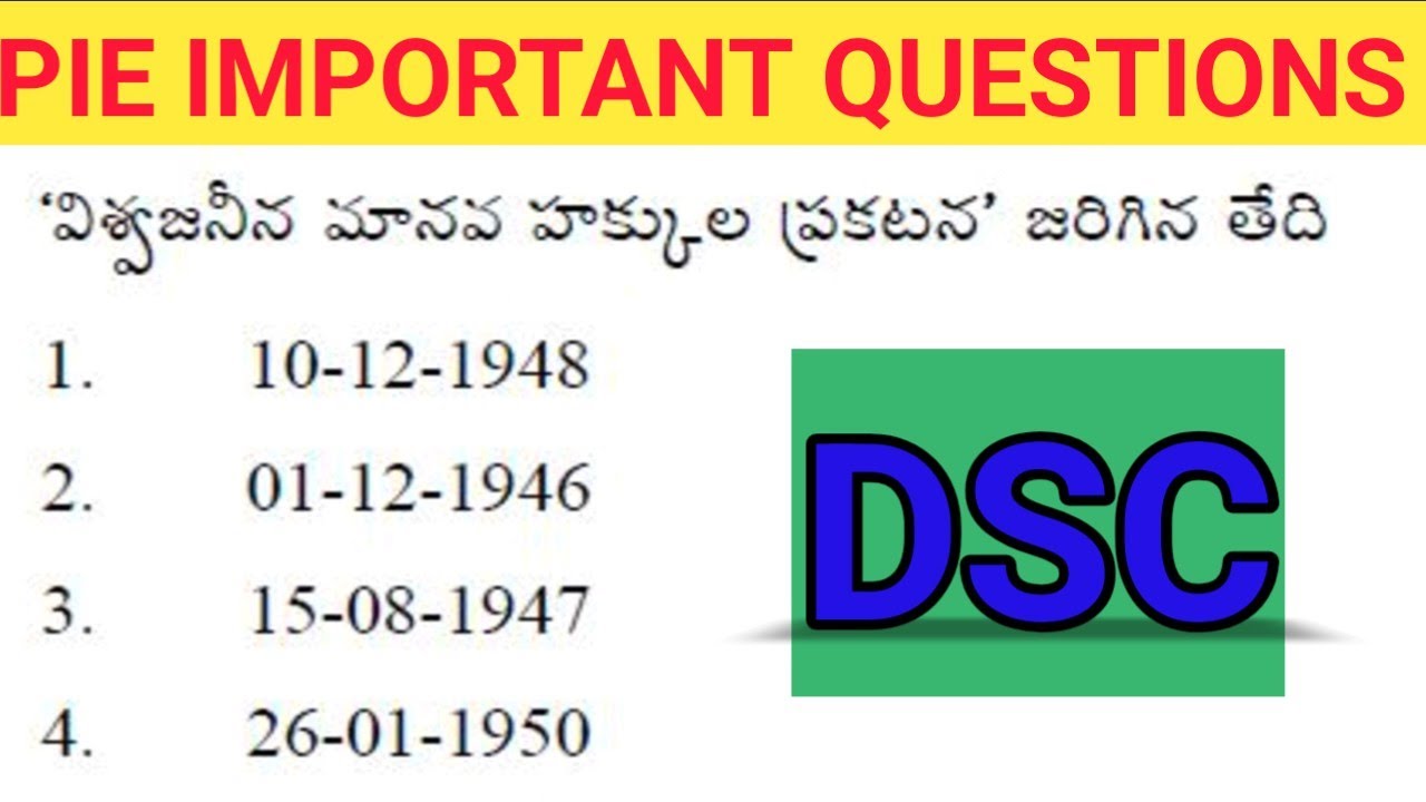 // PIE IMPORTANT QUESTIONS 📖// DSC 🎯// SGT & SA 🎯
