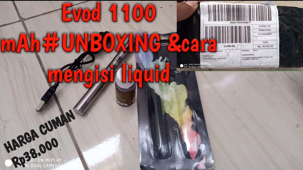 Evod 1100mAh#UNBOXING&CARA MENGISI LIQUID# Harga cuman Rp38.000