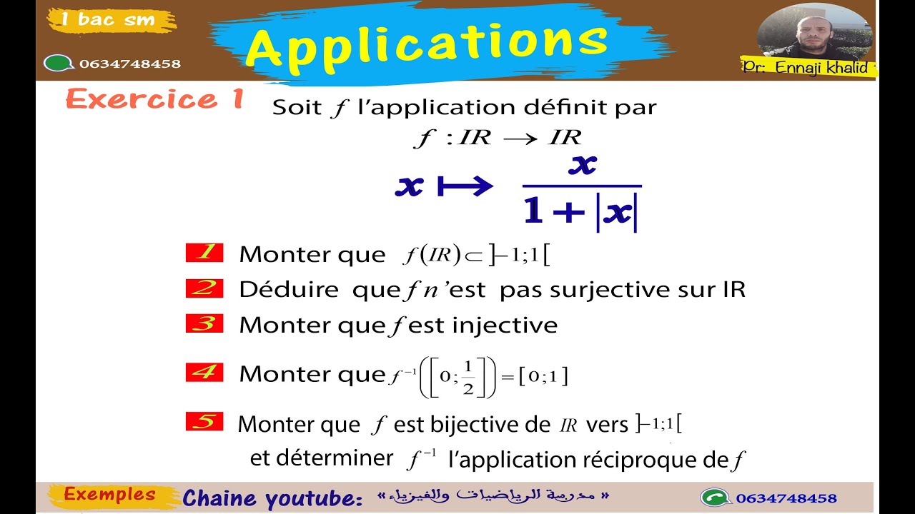 les applications 1 bac sm.  exercice 1