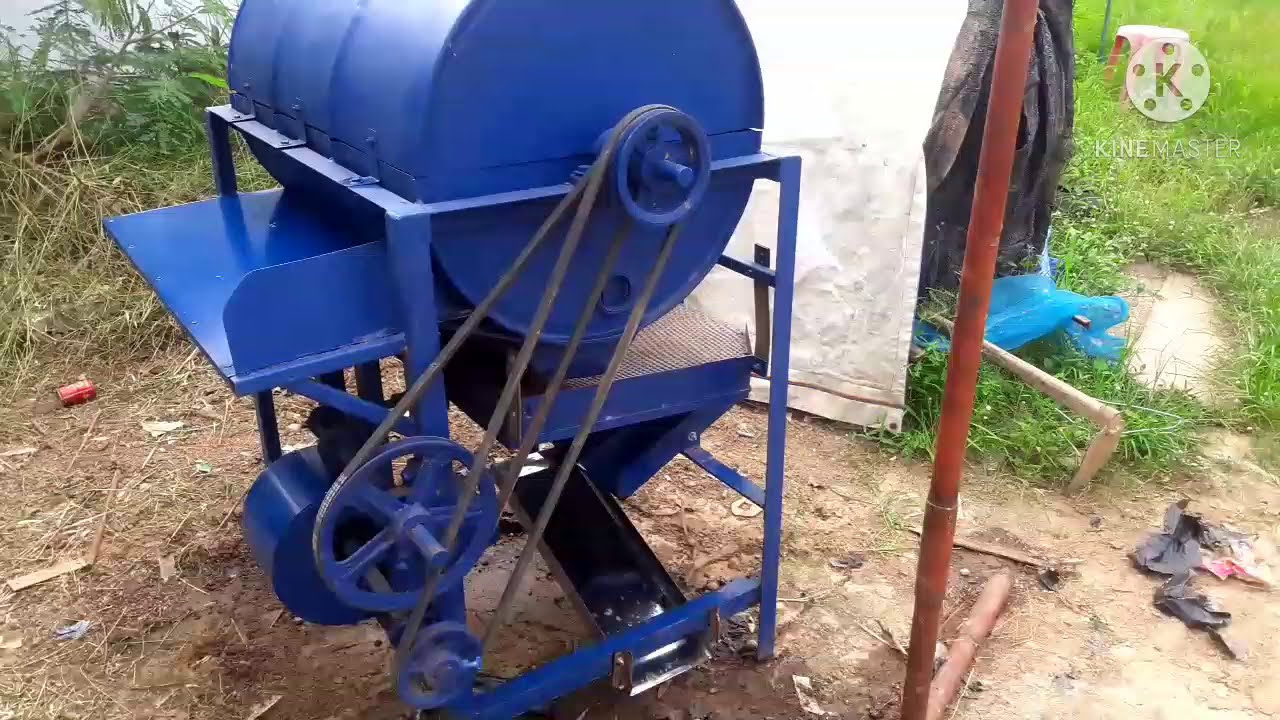 สร้างเครื่องนวดข้าวจากถัง200ลิตร