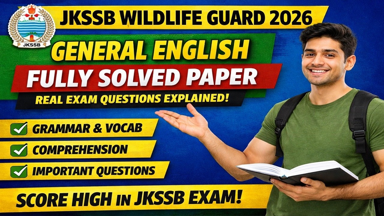 JKSSB Wildlife Guard 2026 General English | Fully Solved Paper | Real Exam Questions Explained