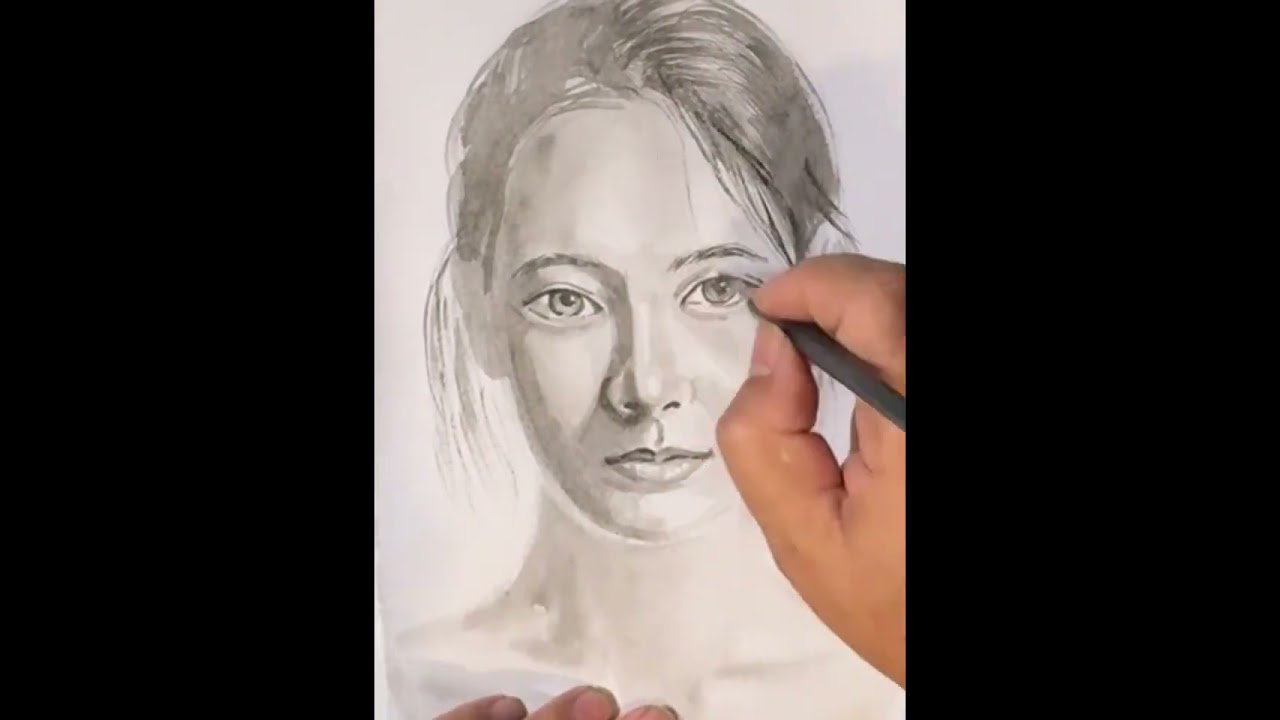 水墨人物素描  Ink Portrait Sketch  