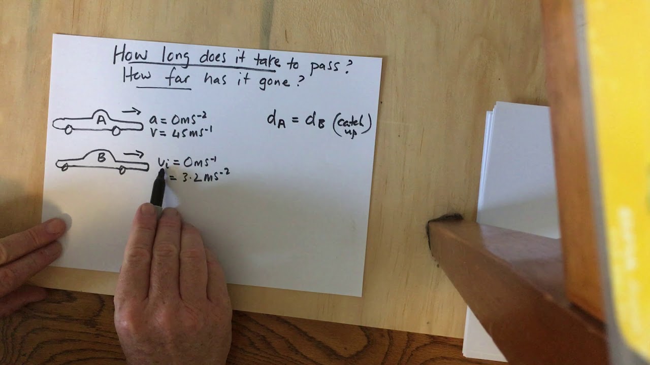 Physics calculations of the time  it takes to pass another car and the distance that the car travels