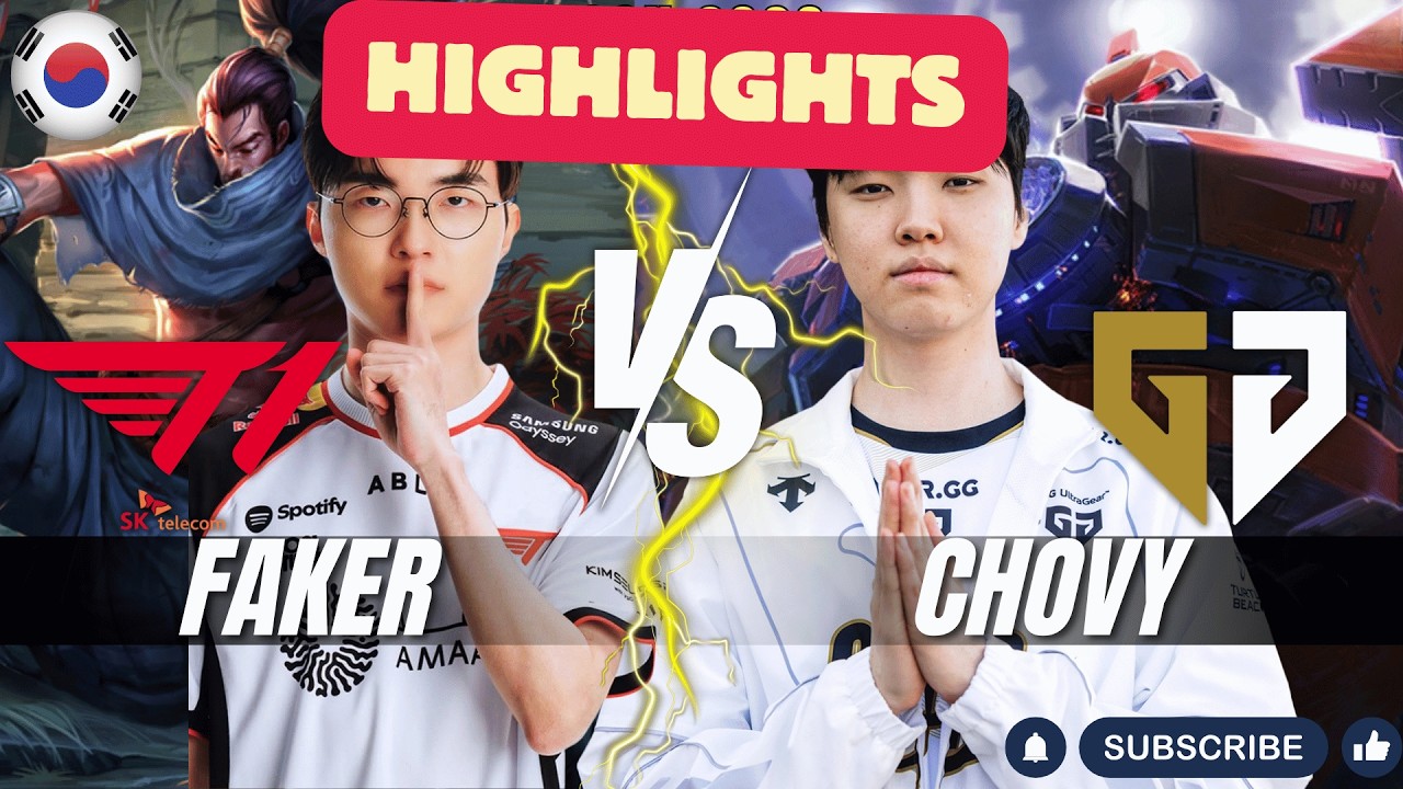 Основные моменты матча T1 Faker против GEN Chovy - Faker YASUO против Chovy SION на миду - Рейтин...