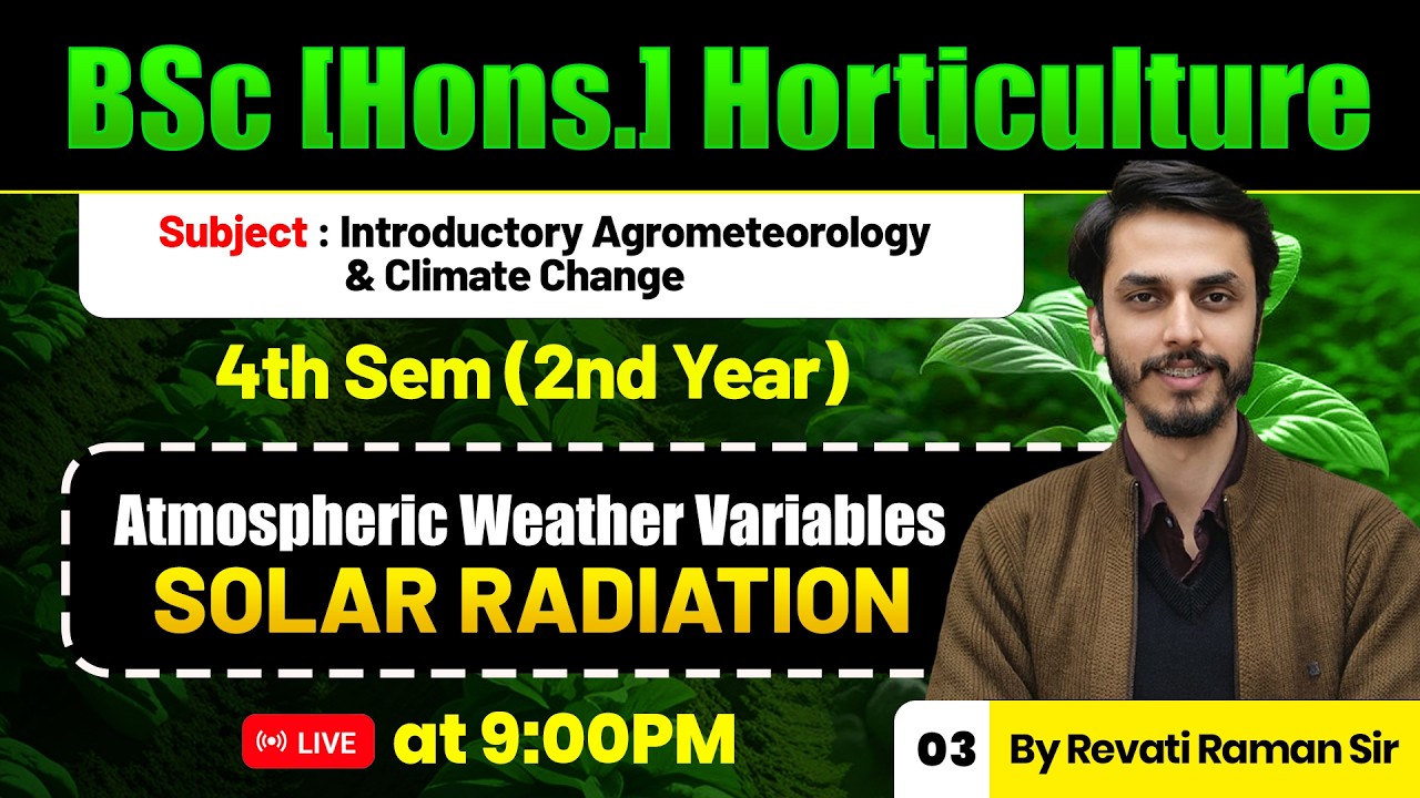 Earth Atmosphere - Solar Radiation | BSc Hons Horticulture 4th Sem | Class 3