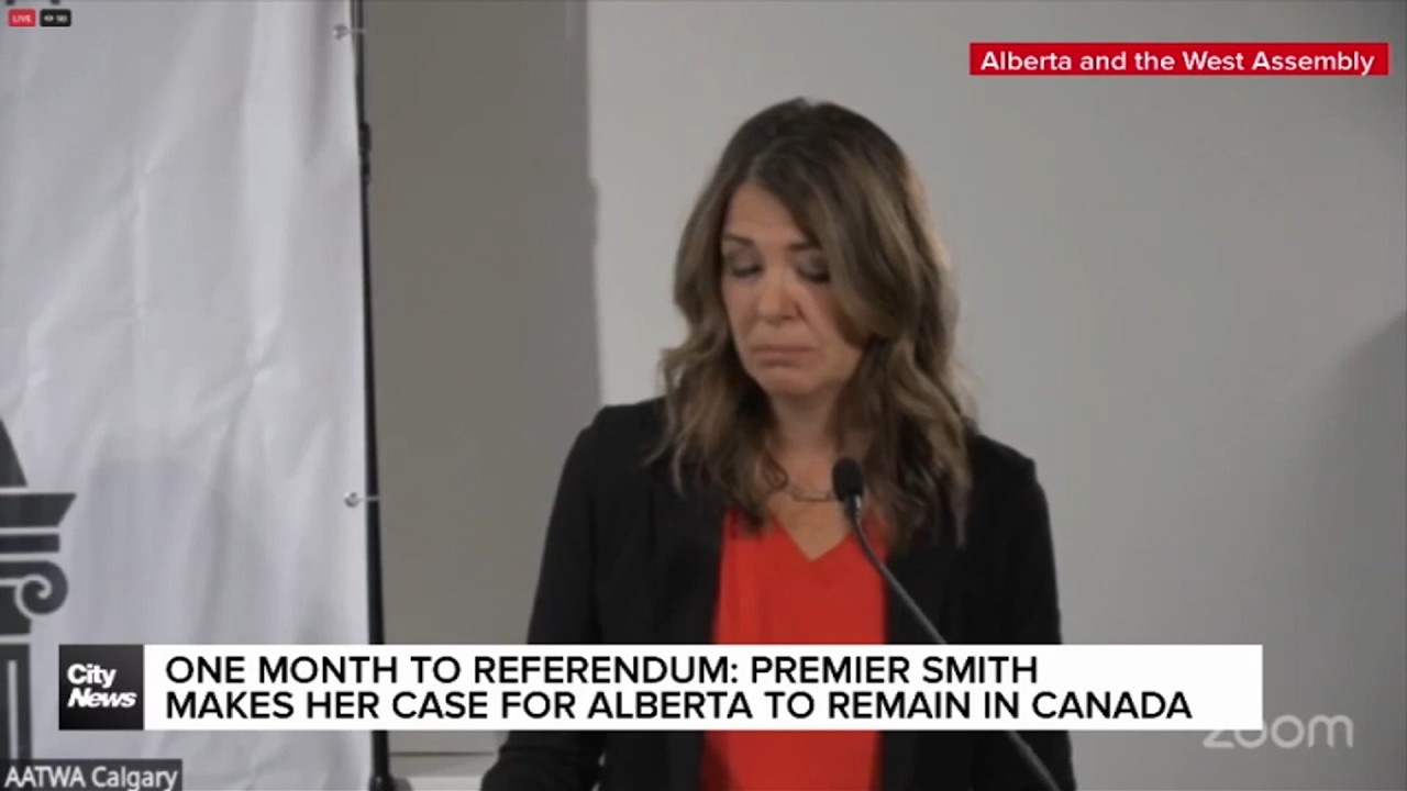 One month to referendum: Smith makes her case for Alberta to remain in Canada