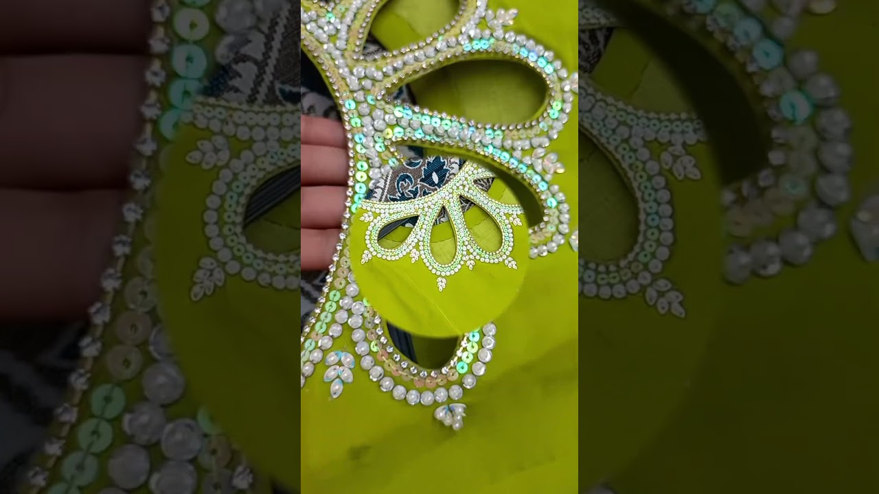parrot 🦜 colour  suit with  detailed  handwork💚✨️🤌 