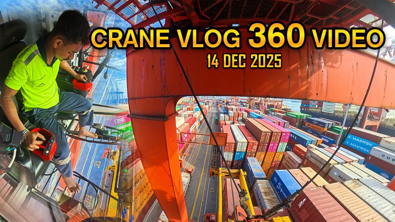 Real Life Port Crane Operations 360 video #craneoperator #containerhandling #port 