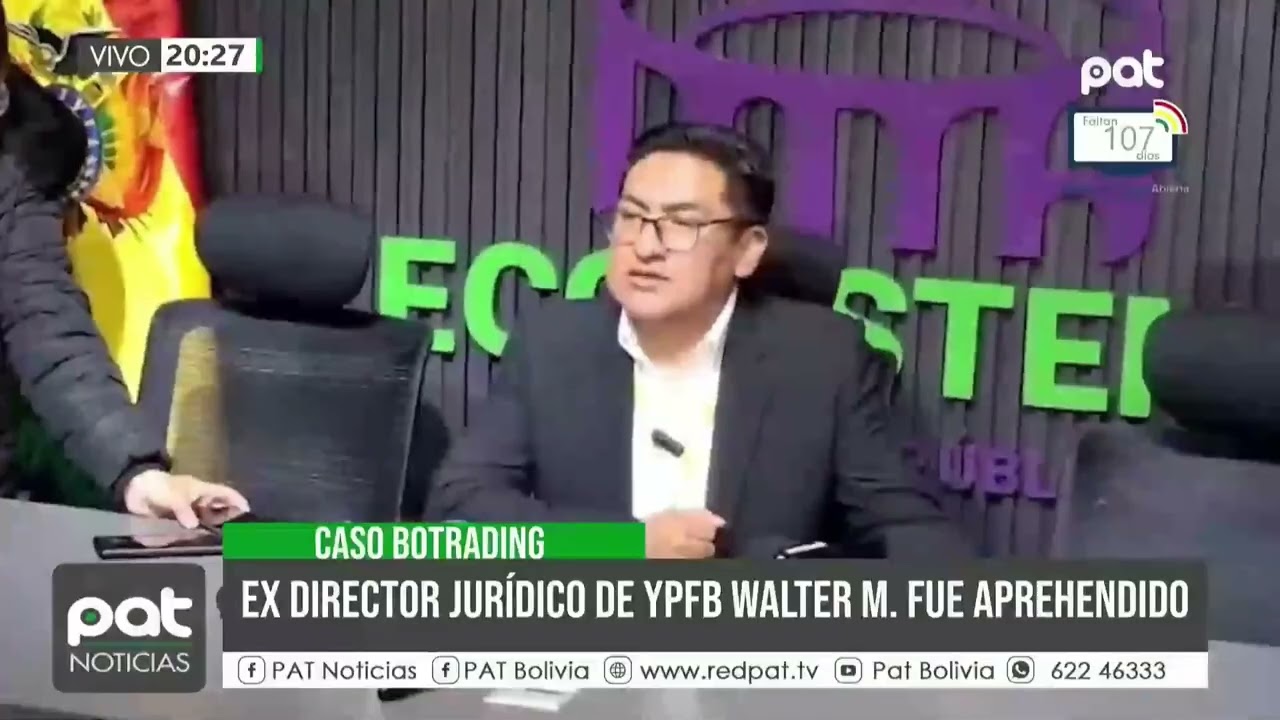Fiscalía aprehende a exdirector jurídico de YPFB por contratos