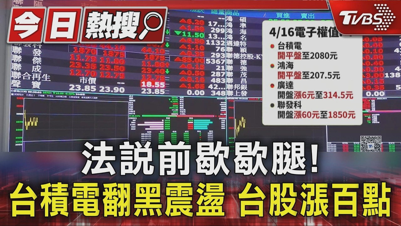 法說前歇歇腿! 台積電翻黑震盪 台股漲百點｜TVBS新聞 @TVBSNEWS01
