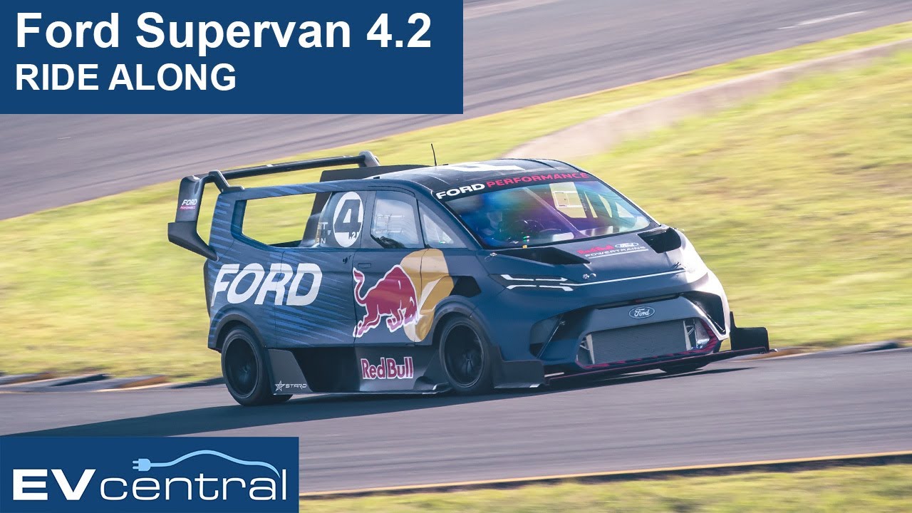 Flat out in the Ford Supervan 4.2 with F1 driver Liam Lawson at the wheel