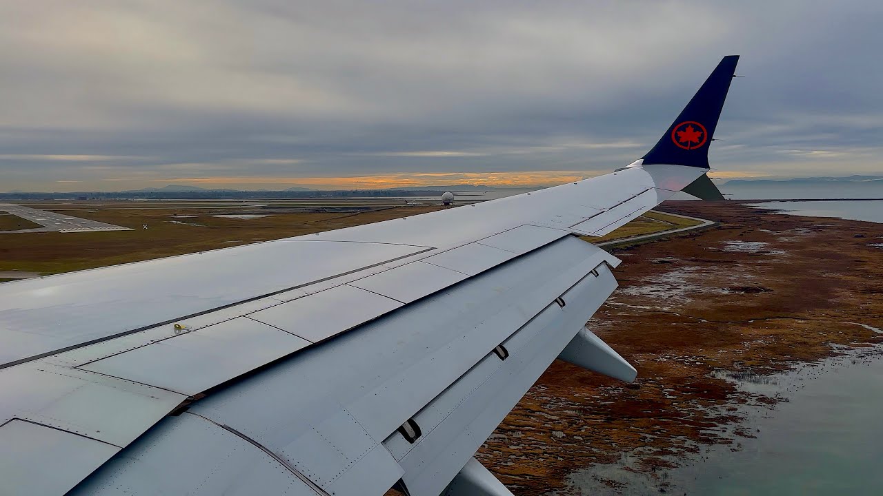 [4K] – Overcast Vancouver Landing – Air Canada – Boeing 737-8 Max – YVR – C-FSIQ – SCS 1253