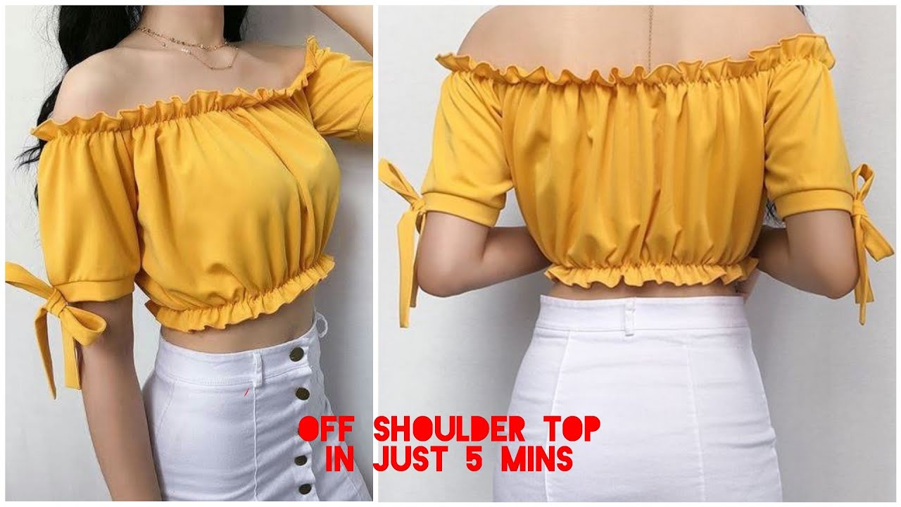 DIY- Quick and Easy Way to Make Off Shoulder Top From Left Over Fabric|  cutting and stitching