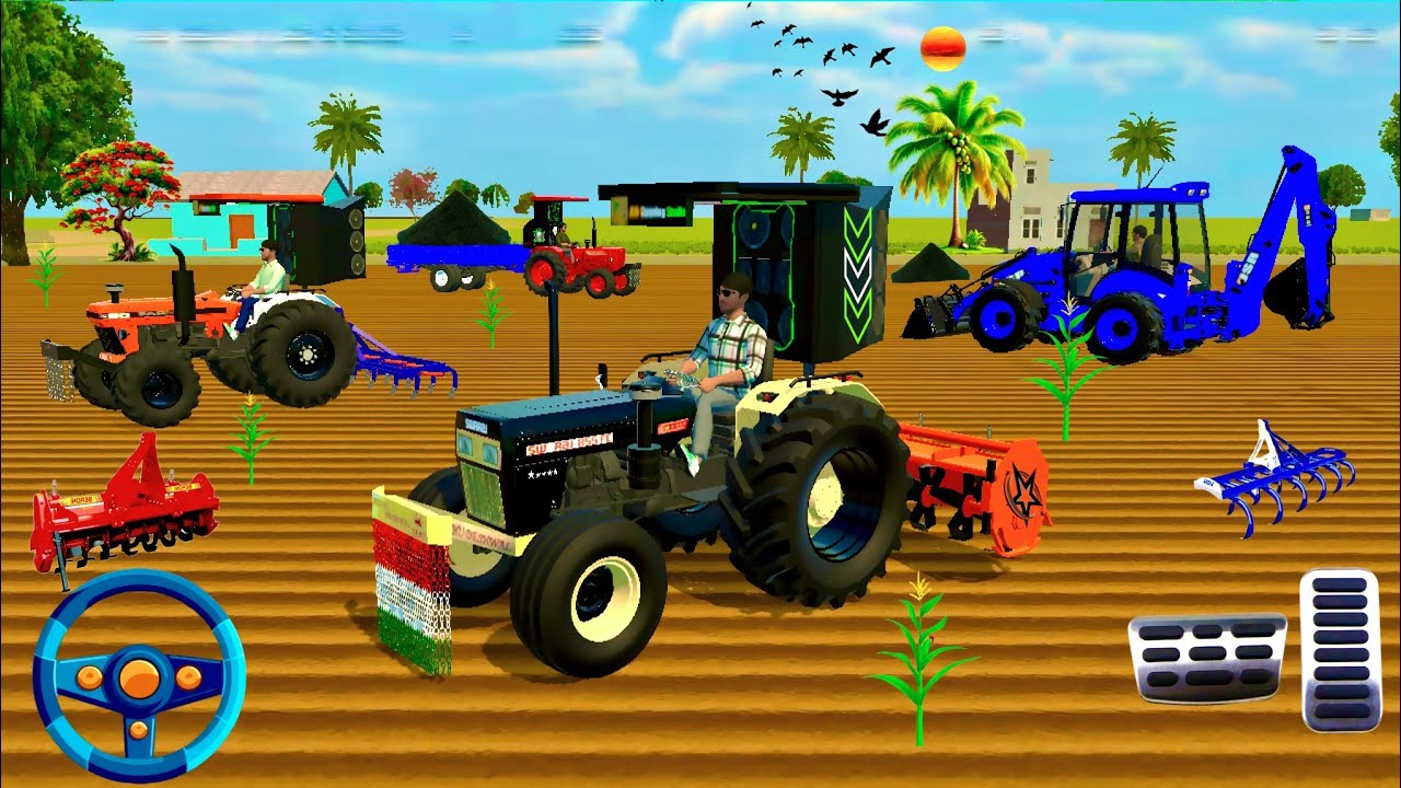 SWRAJ🚜FARMTREC JCB🚜MHINDRA TACTUR🌾FARMING KALTI ROTAVETAR 3D GAMING VIDEO #trending #viralvideo 
