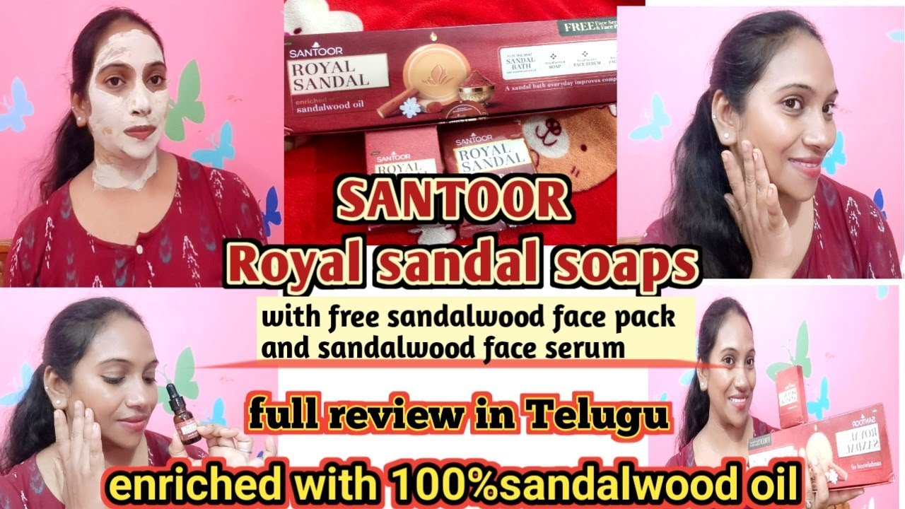 SANTOOR new launched royal sandalwood soaps review//with free sandalwood face pack and face serum 