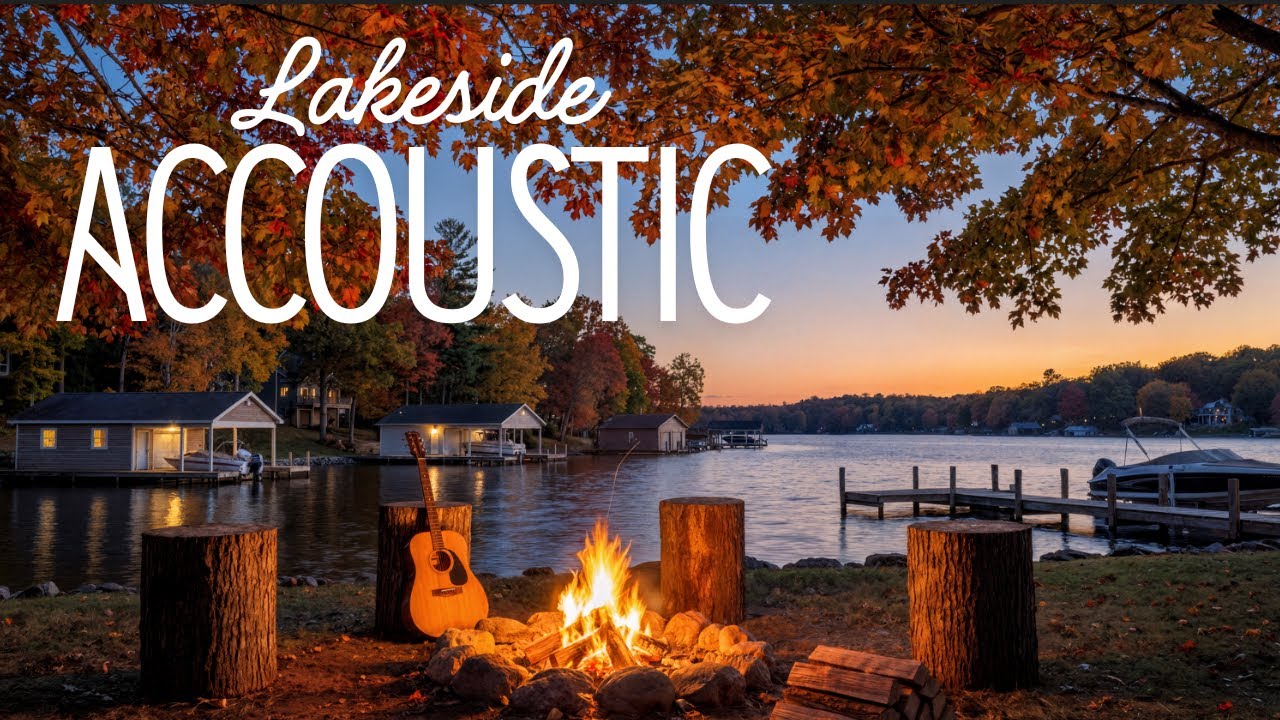 Cozy Campfire Acoustic Guitar by the Lake 🔥 Relaxing Folk Music for Evenings & Unwinding