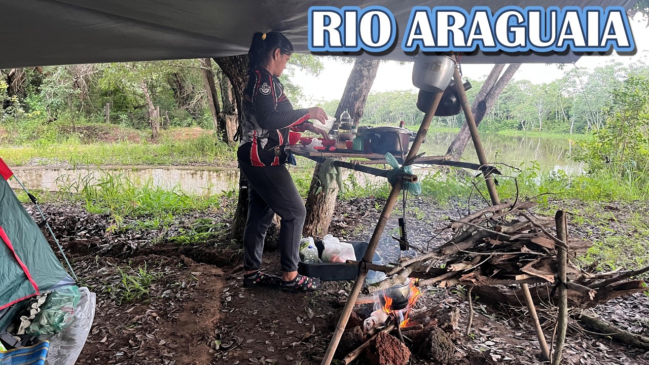 Acampamento e Pescaria no Rio Araguaia, fizemos Bolo na Panela de pressão 