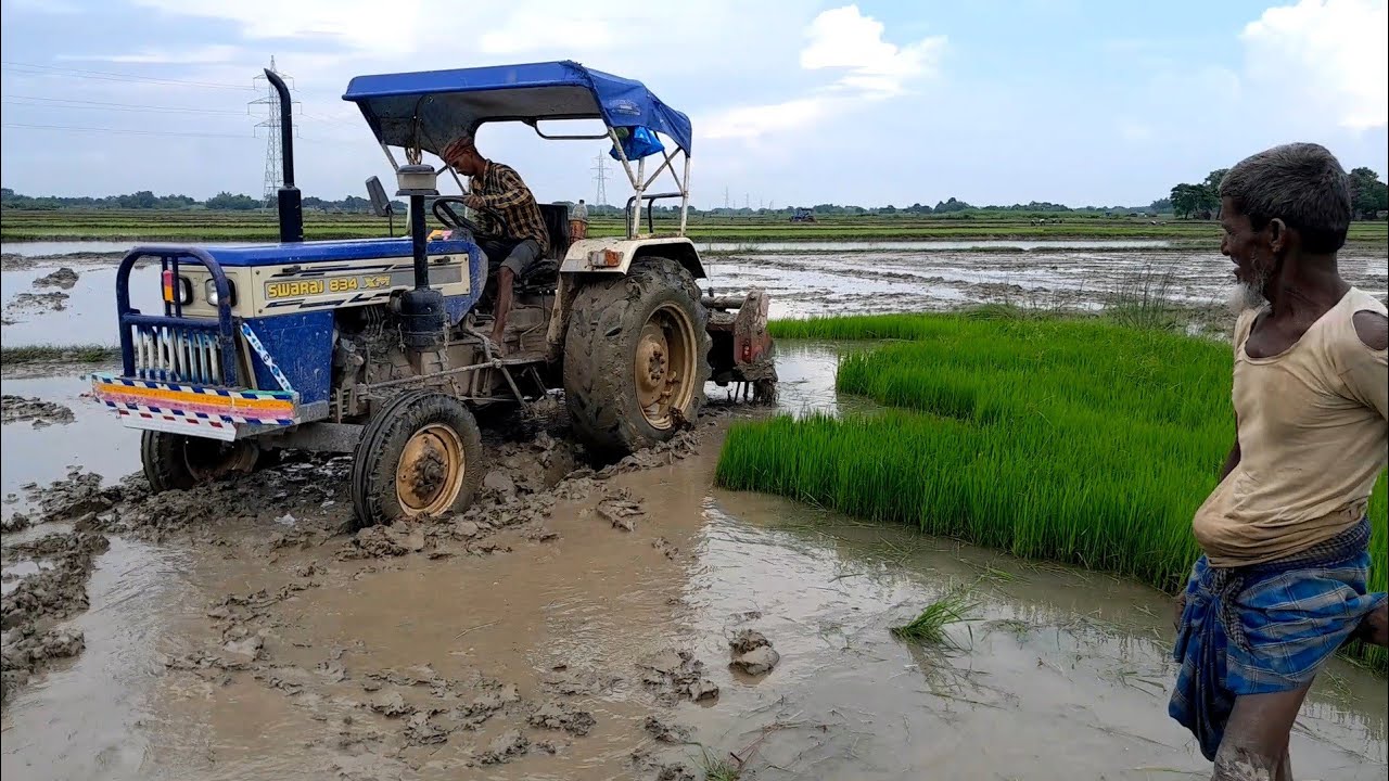 Sawraj 834 XM ने बरसात में 6.Ft रोटावेटर चलाया