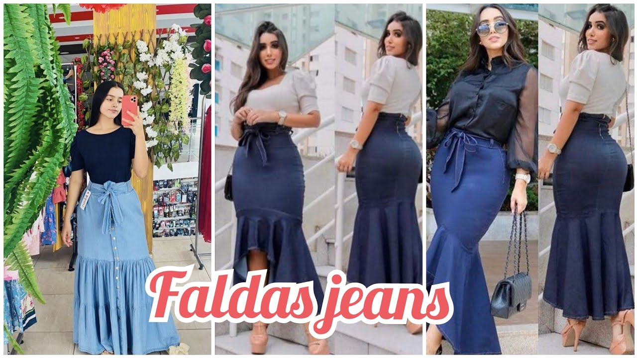 PRECIOSAS FALDAS LARGAS DE MEZCLILLA,  JEANS  de diferentes modelos y estilos DE MODA MUJER