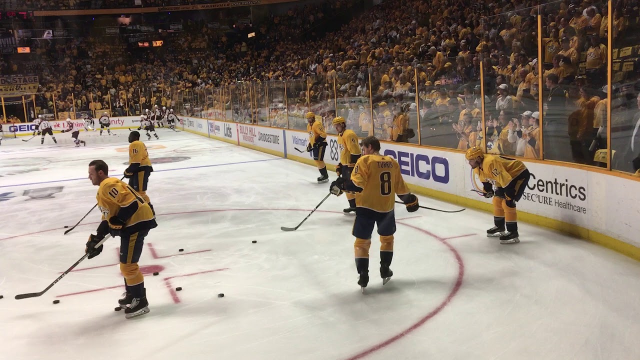 Nashville Predators Warm Up Before Game 1, Round 1 of Stanley Cup Playoffs 2018