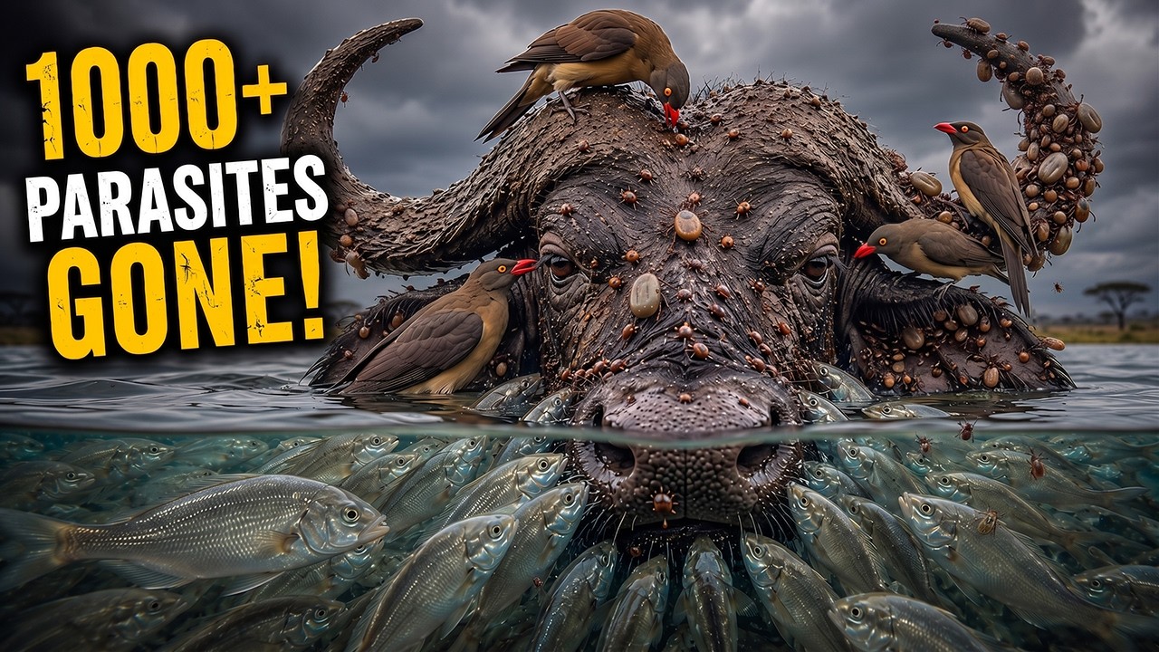 Hundreds of Fish And Oxpecker Clean Thousands of Parasites Off This Buffalo | The Life of Oxpecker
